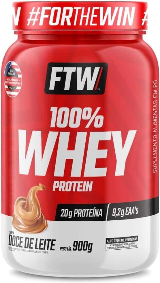 FTW-100-Whey-Protein-com-Proteina-Concentrada-WPC.jpg FTW 100% Whey Protein com Proteína Concentrada WPC, Suplemento Alimentar Pós-Treino em Pó com Fonte de Proteína do Soro do Leite, Alto Valor Biológico, Sem Glúten – Pote 900g (Sabor Doce de Leite) - Imagem 1